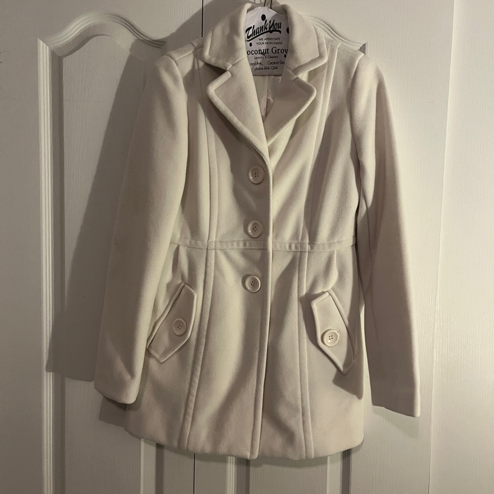 Women's White Cream Pea Coat